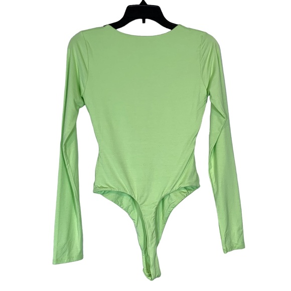 Naked Wardrobe Lime Green Cutout Long Sleeve Bodysuit - Picture 5 of 12